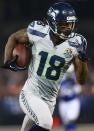 TORONTO, ON - DECEMBER 16: Sidney Rice #18 of the Seattle Seahawks runs for a gain after making a catch during an NFL game against the Buffalo Bills at Rogers Centre on December 16, 2012 in Toronto, Ontario, Canada. (Photo by Tom Szczerbowski/Getty Images)