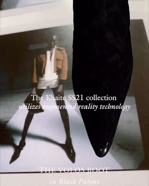 <p>Khaite went beyond the digital format and looked to creating an experience for viewers at home. In addition to their collection, they launched an augmented reality that allows you to fill your own living room with their shoes, because why the hell not?</p><p><a href="https://www.instagram.com/p/CFPSPQHhGJH/" rel="nofollow noopener" target="_blank" data-ylk="slk:See the original post on Instagram;elm:context_link;itc:0;sec:content-canvas" class="link ">See the original post on Instagram</a></p>