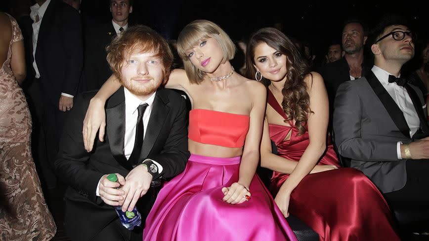 Ed with Taylor Swift and Selena Gomez. Source: Getty