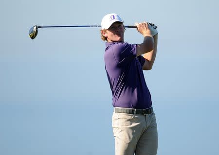 January 29, 2016; La Jolla, CA, USA; Brandt Snedeker hits from the thirteenth hole tee during the second round of the Farmers Insurance Open golf tournament at Torrey Pines Municipal Golf Course - North Course. Mandatory Credit: Gary A. Vasquez-USA TODAY Sports