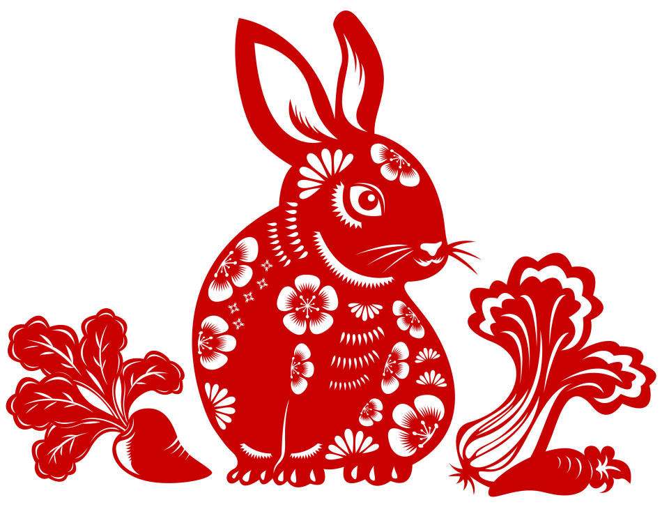 Chinese style of papercut art for year of the rabbit