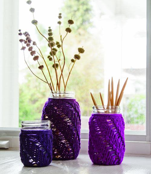 chunky yarn mason jars