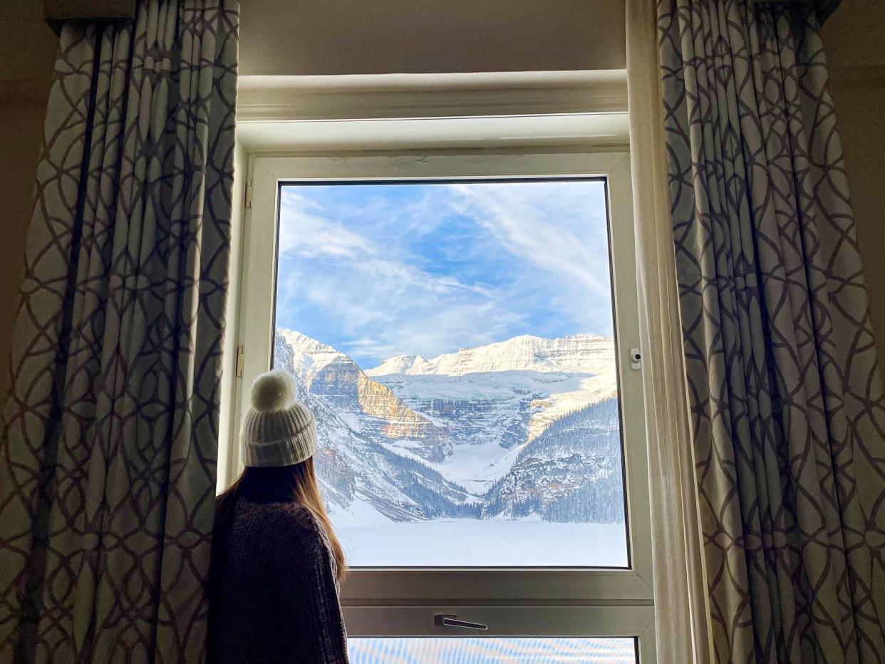 The view from our window at the Fairmont Lake Louise hotel.