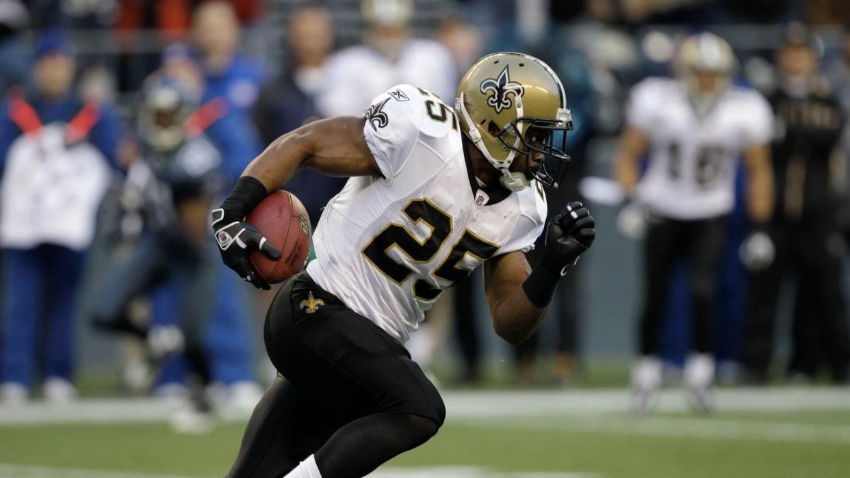 Mandatory Credit: Photo by Elaine Thompson/AP/Shutterstock (6027509bo)Reggie Bush New Orleans Saints' Reggie Bush in action against the Seattle Seahawks in an NFL NFC wild card playoff football game, in Seattle.