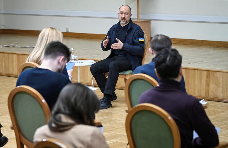 Ukraine's Prime Minister Shmyhal attends a news conference in Kyiv