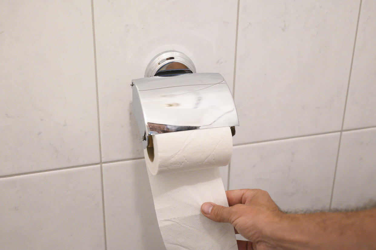 Toilet roll under