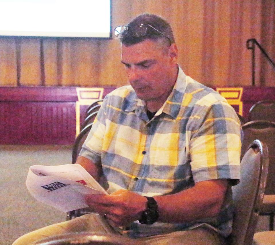 City Administrator Jim Woolford goes over information regarding the 1 percent sales tax referendum that is on the Primary Election ballot, which takes place June 28.