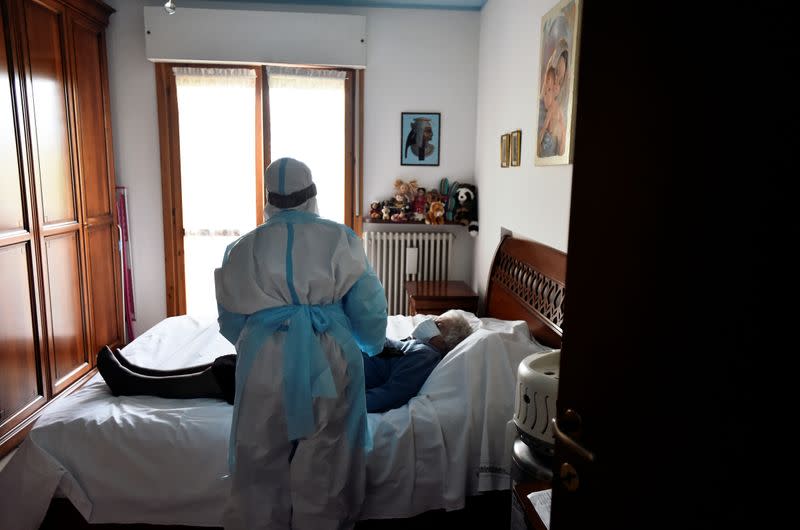 Doctors visit patients at home amid the coronavirus disease (COVID-19) outbreak in Bergamo