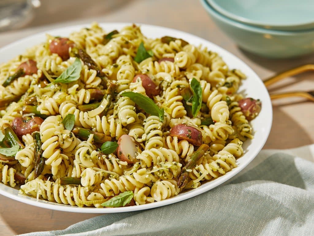 Carb-on-carb action: The recipe includes the addition of baby potatoes along with pasta, which you boil simultaneously (Tom McCorkle/The Washington Post)