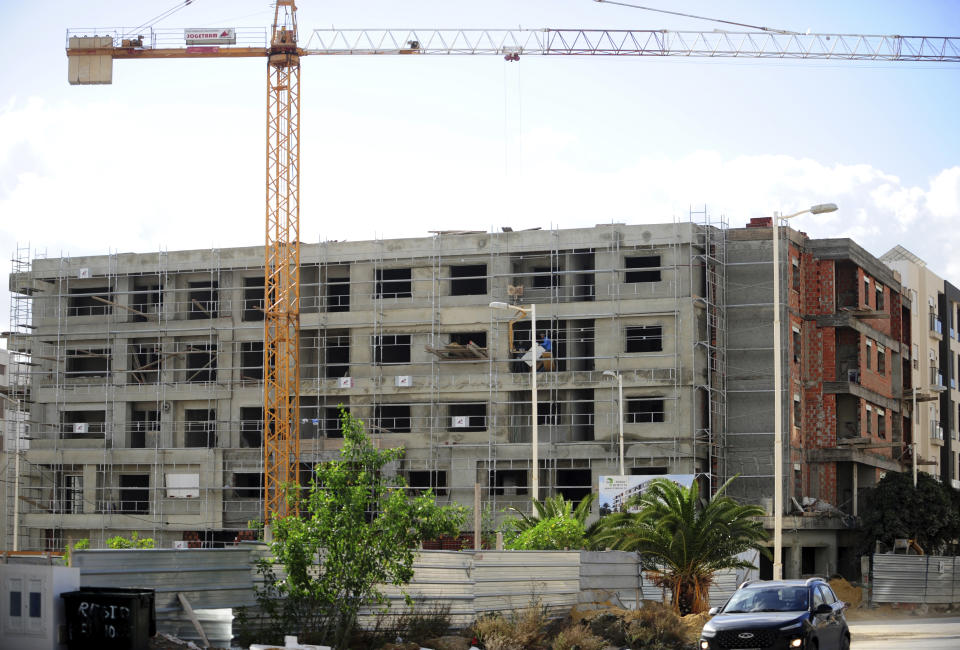 A building site is seen in Soukra, outside Tunis, Wednesday Dec. 20, 2023. Tunisians will head to the polls on Sunday Dec.24, 2023 for the country's first local elections since President Kais Saied wrote a new constitution that voters approved last year. Tunisia is a country plagued by high unemployment, drought and shortages for basic necessities that credit ratings firms say is teetering on the verge of bankruptcy. (AP Photo/Hassene Dridi)