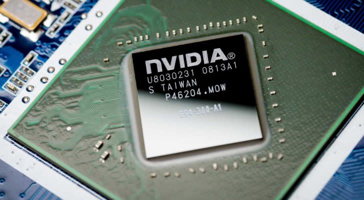 Nvidia (NVDA) logo on a microchip