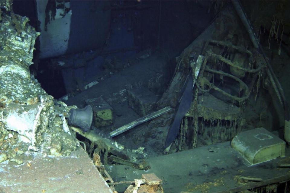 Wreckage of the USS Indianapolis photographed from a remotely-operated underwater vehicle (AP)