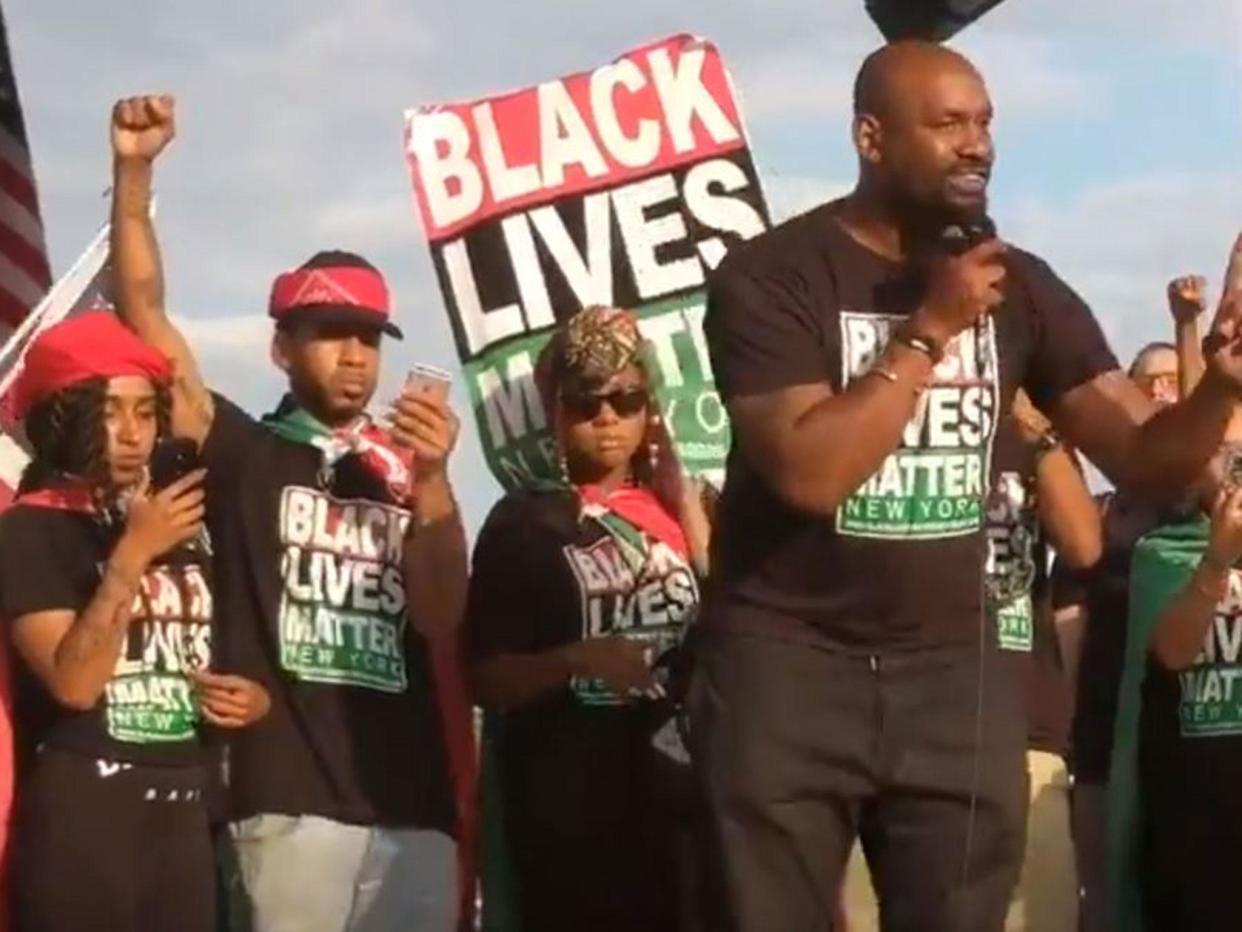 Hank Newsome, the president of Black Lives Matter New York, addressed the right-wing 'Mother of All Rallies' in Washington DC: NowThis/Twitter