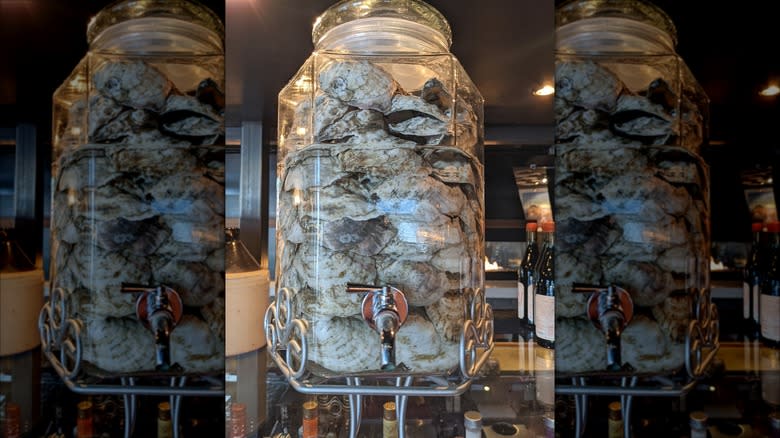 Jar of oyster shell vodka