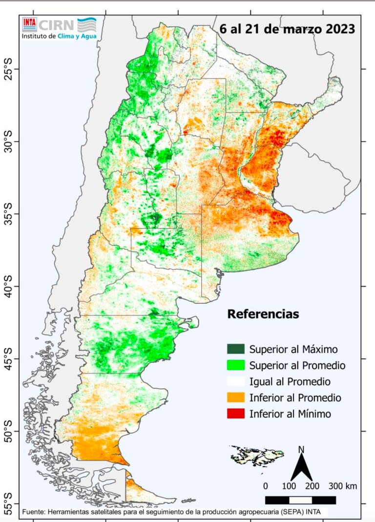 El índice de vegetación actual según el INTA