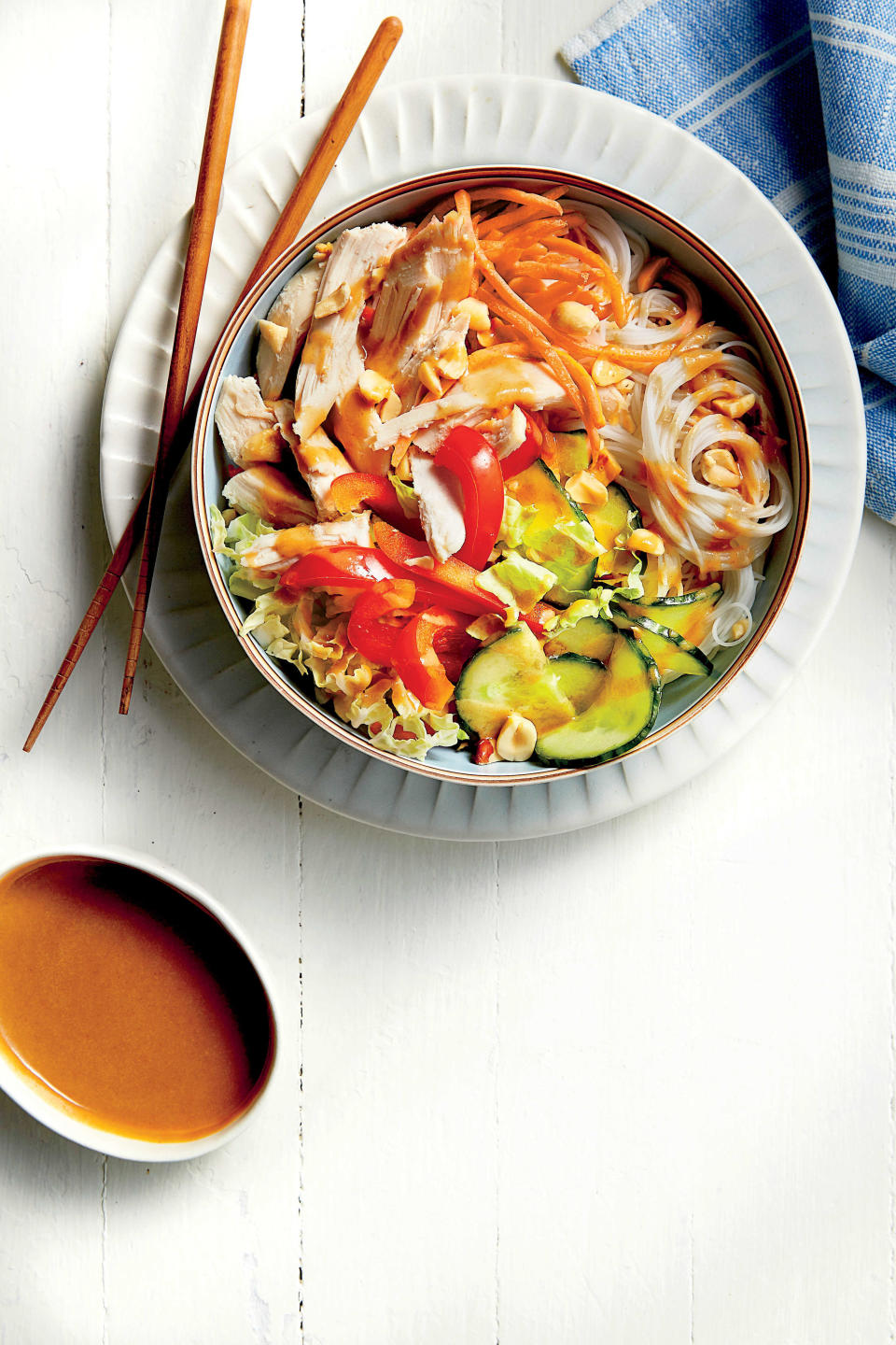 Chicken Noodle Bowl with Peanut-Ginger Sauce