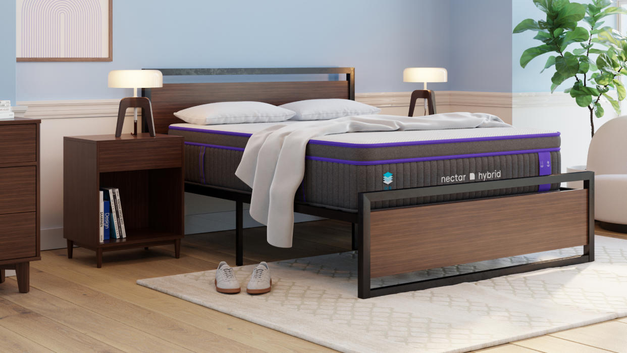  Nectar Premier Hybrid Mattress shown in bedroom 