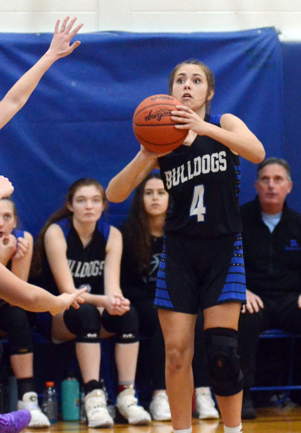 Inland Lakes guard Tara Clancy sees an outside shot she likes and pulls up for it in the second half.