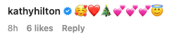 Kathy's comment full of heart and other emojis
