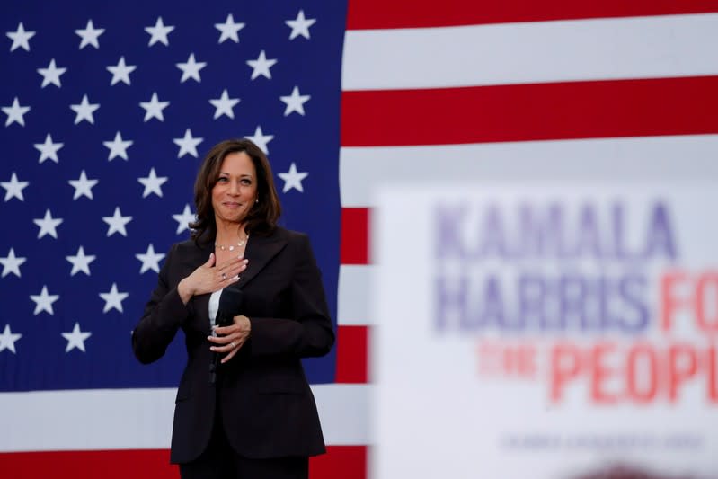 FILE PHOTO: U.S. Senator Kamala Harris holds her first organizing event in Los Angeles as she campaigns in the 2020 Democratic presidential nomination race in Los Angeles