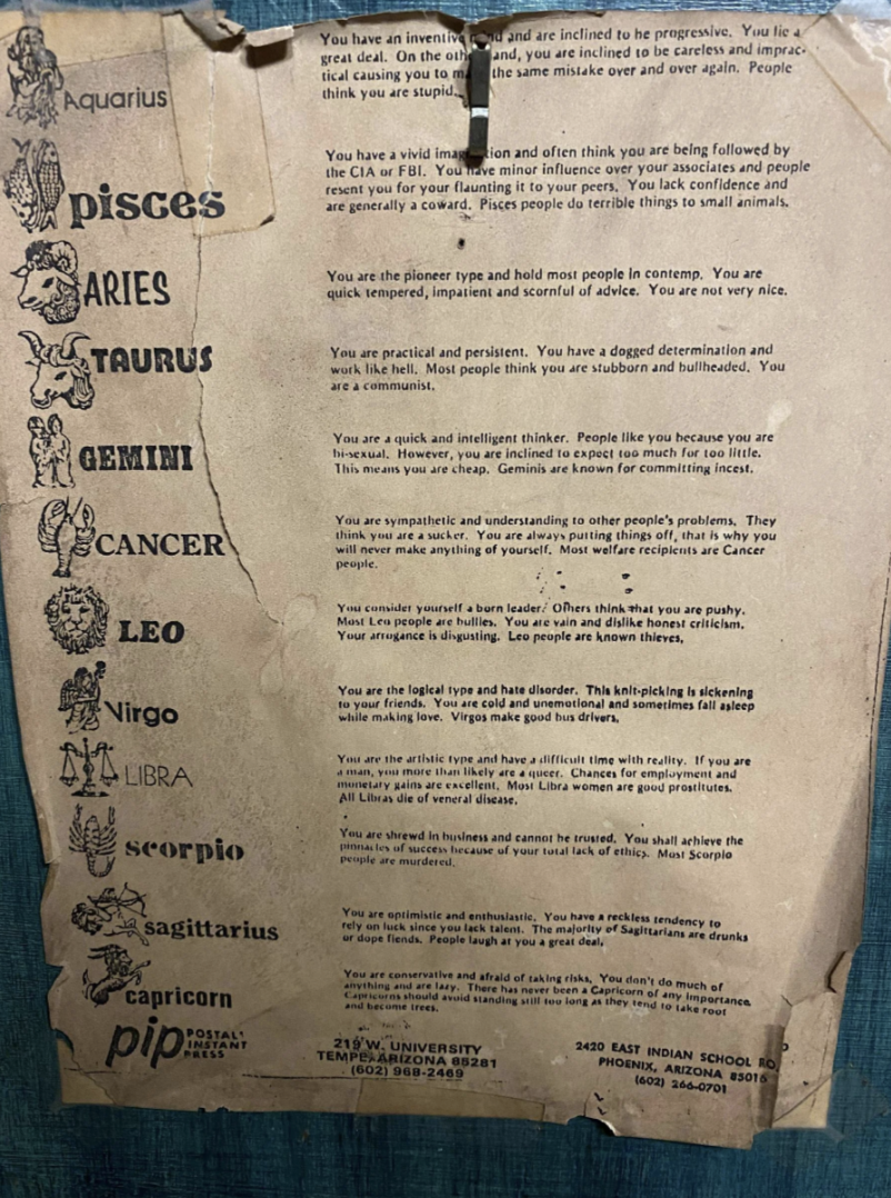 a zodiac paper