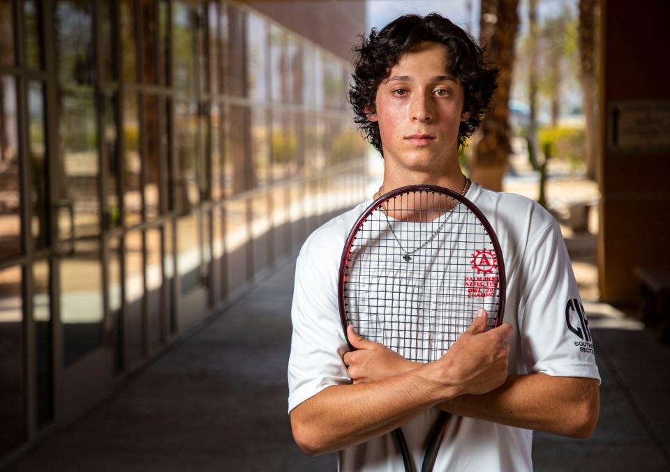 Palm Desert tennis player Eduardo Gonzalez poses for a photo at The Desert Sun office in Palm Springs, Calif., Thursday, June 9, 2022.