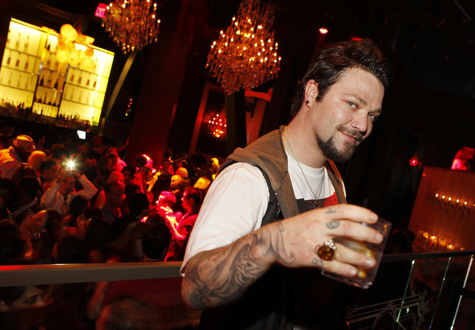 LAS VEGAS - JUNE 18:  Bam Margera celebrates the launch of Jackass 3.5: The Unrated Movie at Chateau Nightclub and Gardens at Paris Las Vegas on June 18, 2011 in Las Vegas, Nevada.  (Photo by Isaac Brekken/WireImage)