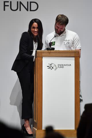 <p>Ben Stansall - WPA Pool/Getty</p> Meghan Markle at the Endeavour Fund Awards Ceremony in London in February 2018.