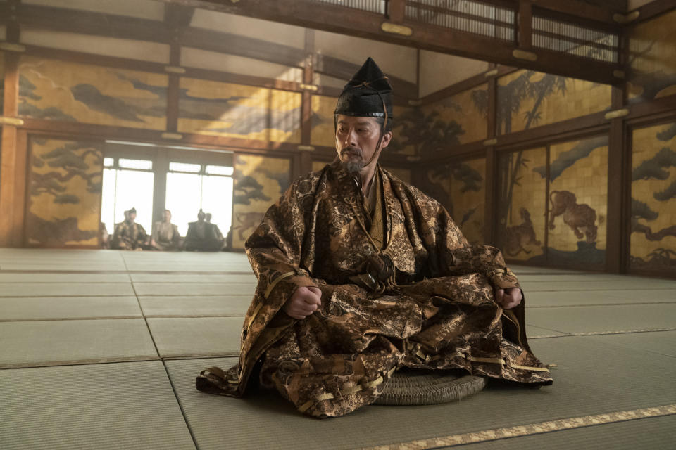 This image released by FX shows Hiroyuki Sanada as Yoshii Toranaga in a scene from "Shogun." (Katie Yu/FX via AP)