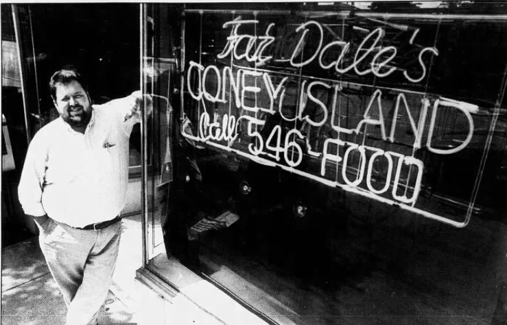 Dale Millar poses for a photo outside Fat Dale's in Howell.