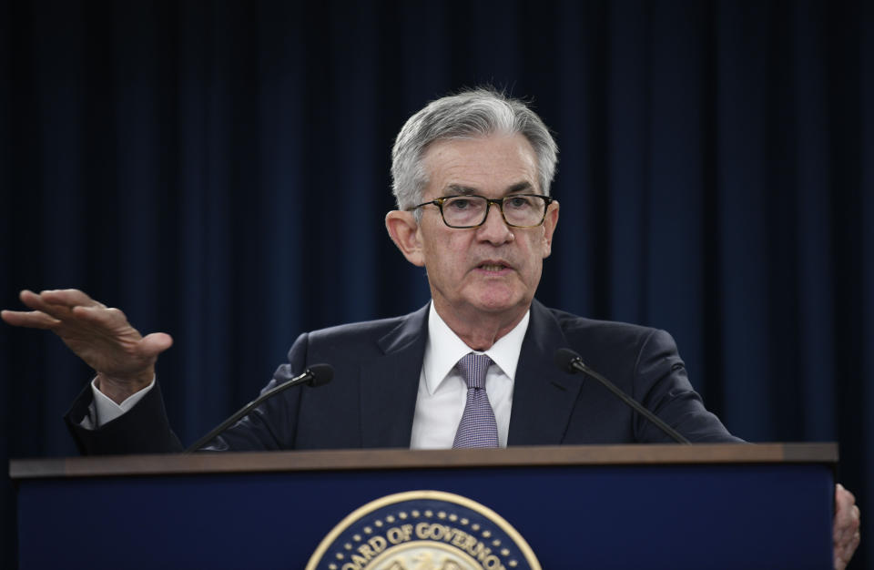 WASHINGTON, Sept. 18, 2019 -- U.S. Federal Reserve Chairman Jerome Powell speaks during a press conference in Washington D.C., the United States, on Sept. 18, 2019. U.S. Federal Reserve on Wednesday lowered interest rates by 25 basis points amid growing risks and uncertainties stemming from trade tensions and a global economic slowdown, following a rate cut in July that was its first in more a decade. (Photo by Liu Jie/Xinhua via Getty) (Xinhua/Liu Jie via Getty Images)