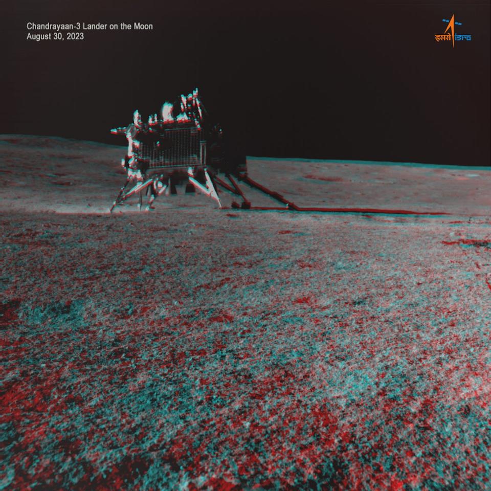 Chandrayaan-3’s Pragyan rover traveled 328 feet (100 meters) and measured the chemistry of the lunar soil. <a href="https://www.isro.gov.in/chandrayaan3_gallery.html" rel="nofollow noopener" target="_blank" data-ylk="slk:ISRO;elm:context_link;itc:0;sec:content-canvas" class="link ">ISRO</a>