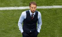 Gareth Southgate modelling the waistcoat that has caught the nation’s eye at the World Cup.