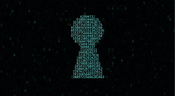 An image of a keyhole shape filled with computer code