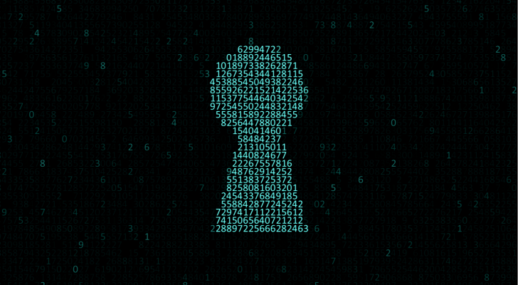 An image of a keyhole shape filled with computer code; cybersecurity; cyber stocks