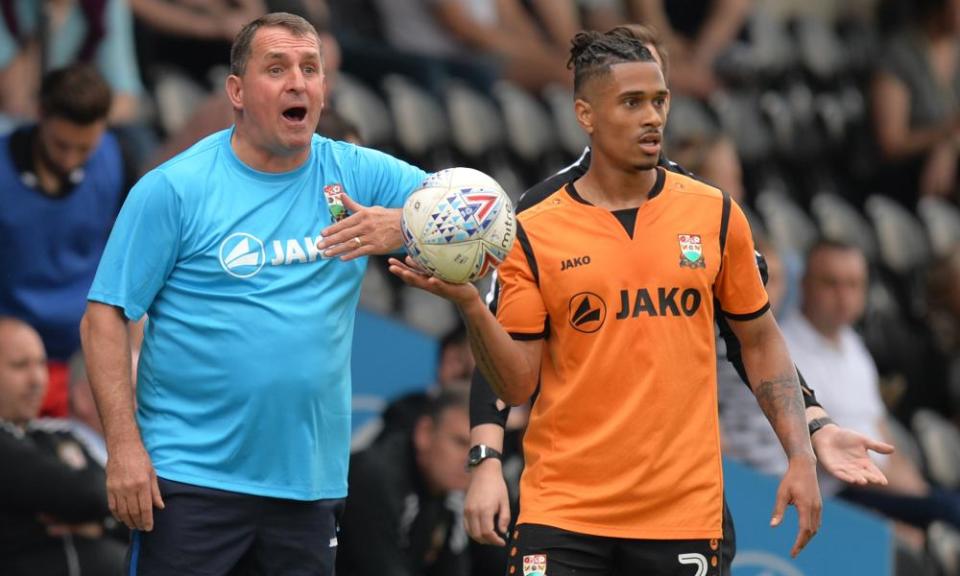 Martin Allen (left) and Barnet defender Richard Brindley know they must beat Chesterfield on Saturday and hope Morecambe lose at Coventry.