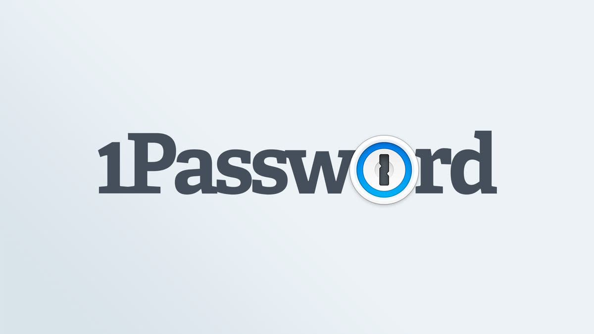  1Password logo on a blue background. 