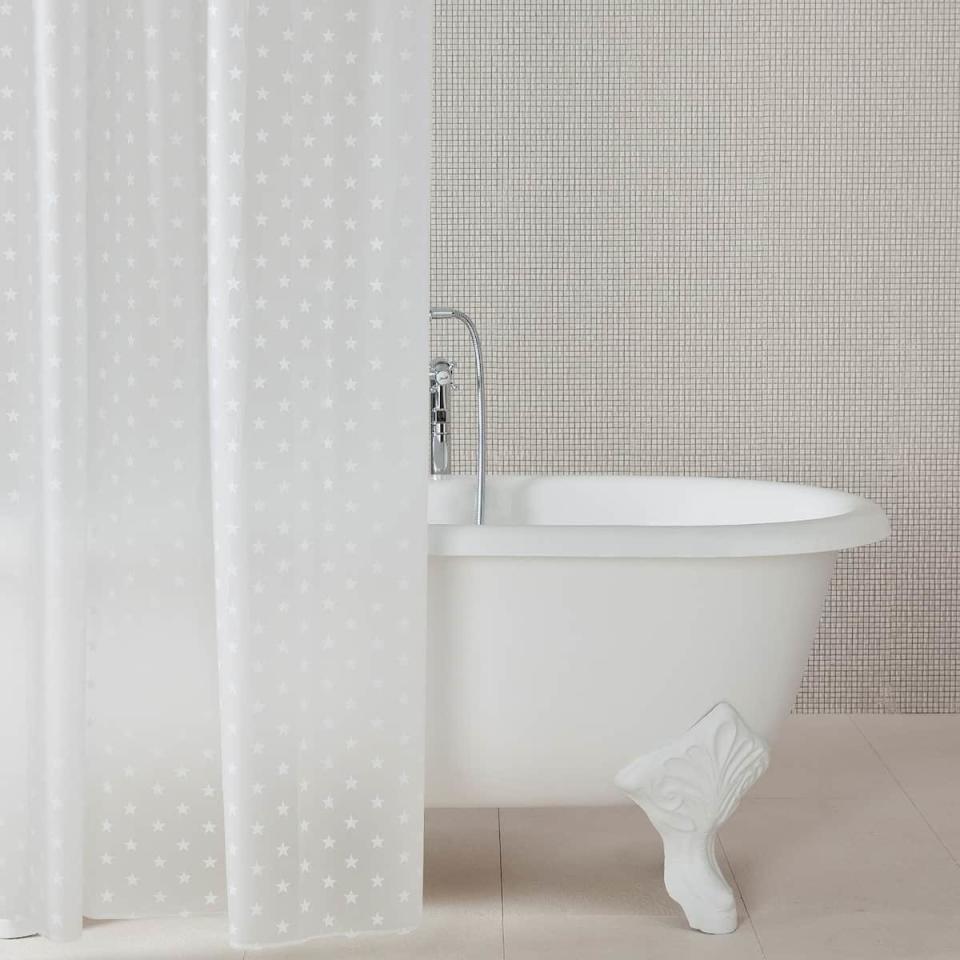 <p>Your shower curtain could probably use a refresh, so why not go with one that'll have you seeing stars while sudsing up?</p> <p><strong>Shop It Here:</strong> Stars shower curtain, $14.90, <a rel="nofollow noopener" href="https://www.zarahome.com/us/bathroom/bathroom-curtains/stars-shower-curtain-c1020117115p300720212.html?colorId=999&parentId=300720508" target="_blank" data-ylk="slk:zarahome.com;elm:context_link;itc:0;sec:content-canvas" class="link ">zarahome.com</a></p>