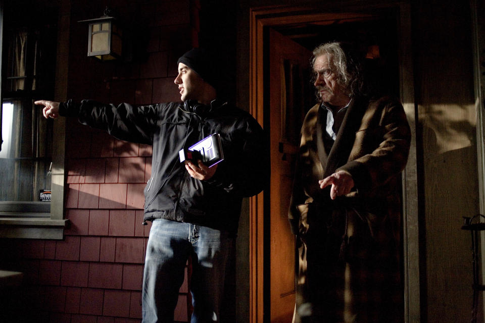 Director Michael Dougherty and Brian Cox of the set of Trick 'r Treat. (Photo: ©Warner Bros./courtesy Everett Collection)