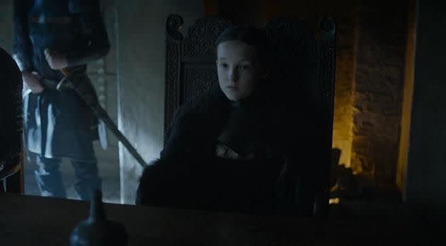 This little lady (Lyanna Mormont) can spare 62 men for Jon and Sansa. Thanks. Photo: Showcase
