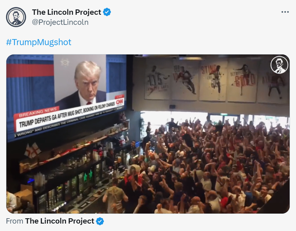 Lincoln Project's faked video of Americans celebrating the release of Trump's mugshot.