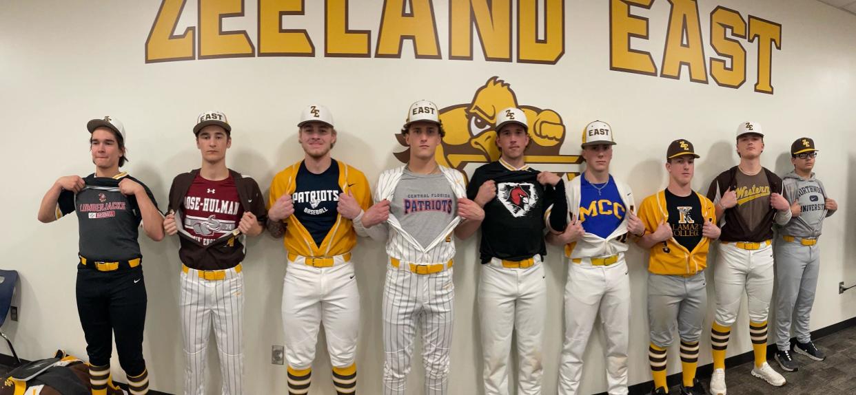 Zeeland East has nine seniors heading to the college ranks to play baseball.