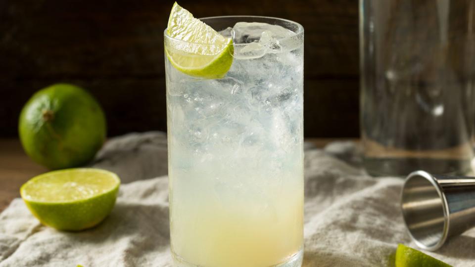 boozy alcoholic lime gin rickey cocktail