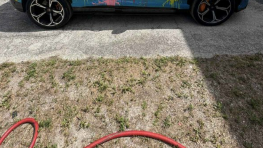 a car with a painted mural