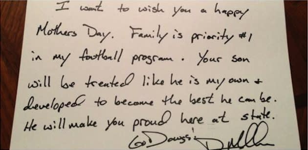 Mississippi State coach Dan Mullen's letter to a recruit's mother — Twitter