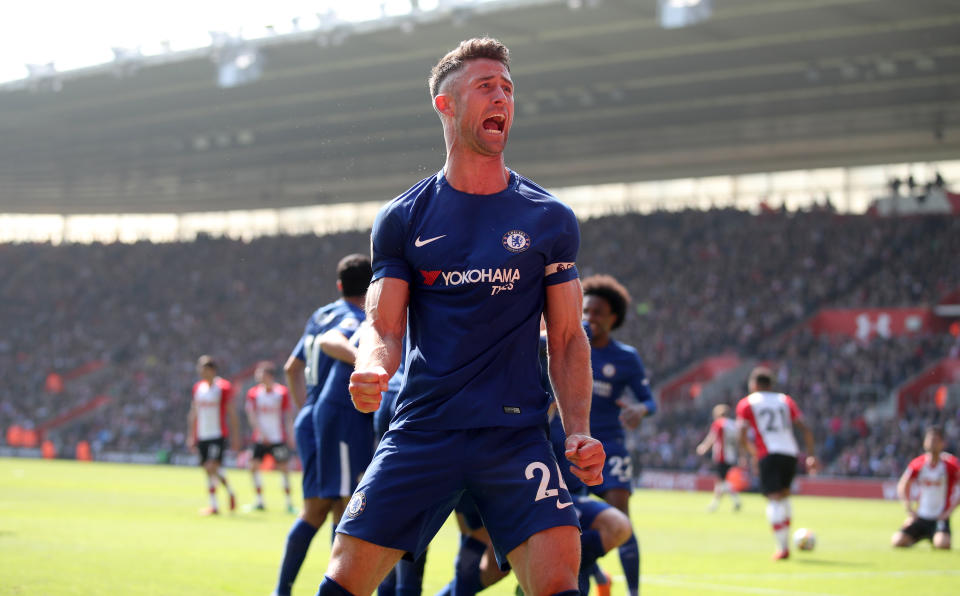  Underwhelming: Chelsea's Gary Cahill celebrates a goal last season, in the campaign where they finished fifth. (Getty)