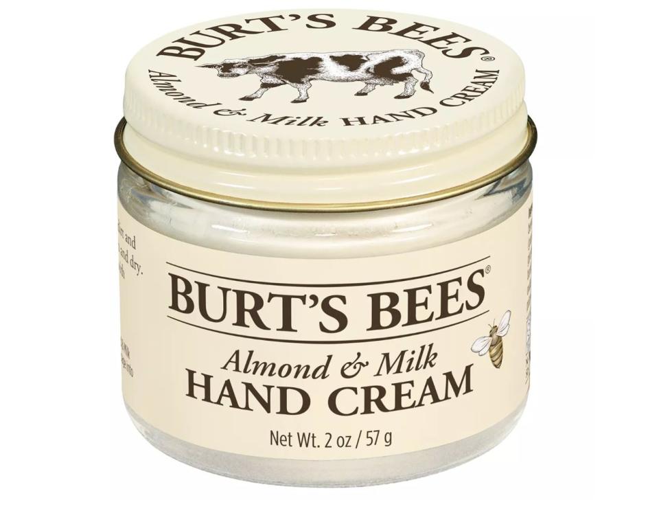 Burt's Bees has been one of my favorite brands for years. I use the brand's Micellar Makeup Removing Wipes religiously. When I first tried this cream a while back, I wasn't sure what I thought of it, since it was much thicker than the hand creams I usually go for. But I've actually found that <a href="https://fave.co/2vdYzrn" target="_blank" rel="noopener noreferrer">it's best to put on as a before-bed ritual</a>. I wake up with my hands feeling so smooth. It doesn't have a strong scent, either, which I prefer. While Darphin takes the cake for hand creams, this hand cream is <a href="https://fave.co/2vdYzrn" target="_blank" rel="noopener noreferrer">a close and much more affordable second</a>.<strong> &mdash;&nbsp;Pardilla&nbsp;</strong><br /><a href="https://fave.co/2vdYzrn" target="_blank" rel="noopener noreferrer"><br />Find&nbsp;Burt's Bees Almond and Milk Hand Cream for $9 at Target</a>