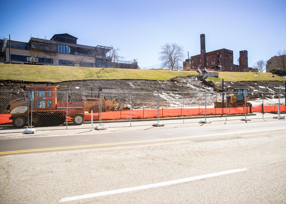 Ongoing construction at Tom Lee Park in Memphis, Tenn., on Tuesday, Feb. 23, 2021.