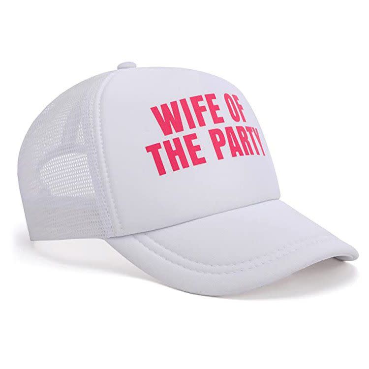 <p><a href="https://www.jacsgotyourbach.com/bach-buys/p/bride-embroidered-baseball-cap-dm65z" rel="nofollow noopener" target="_blank" data-ylk="slk:Shop Now;elm:context_link;itc:0;sec:content-canvas" class="link rapid-noclick-resp">Shop Now</a></p><p>Wife of the Party Trucker Hat</p><p>jacsgotyourbach.com</p><p>$12.00</p>