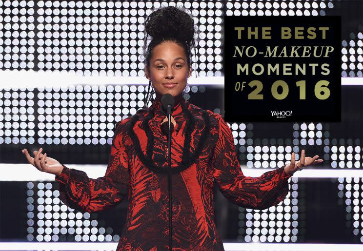 Alicia Keys turned her bare face into a movement this year. (Photo: Getty)